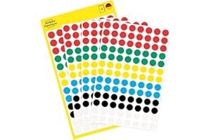 ‎AVERY ZWECKFORM AVERY Zweckform 3090 selbstklebende Markierungspunkte 416 Stück (Ø8mm, Klebepunkte auf 4 Bogen, Punktaufkleber zur Farbcodierung, runde Aufkleber für Kalender, Planer und zum Basteln, Papier) bunt