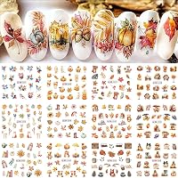 JMEOWIO Herbst-Nagelsticker 3D/5D – Kürbis & Ahornblatt Design, Selbstklebend – 4 Blatt Set Für DIY Nail Art