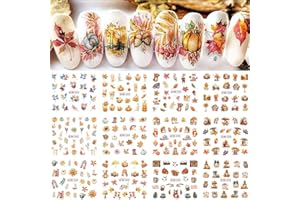 JALIYA Gold Gelb Herbstblätter Nagelaufkleber Sticker - Herbst Ahornblätter Kürbis Deko Wassertransfer Zubehör - Fall Autumn Nail Art