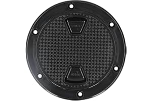 Fydun Placa de Cubierta de Barco de 4 Pulgadas Cubierta de Escotilla Abdominales Tapa de escotilla de inspección Redonda Accesorio Marino Negro