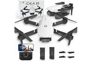 ‎LE-IDEA IDEA10 Mini Drohne für Anfänger, RC Quadrocopter mit Mehr Kamera FPV Übertragung 3D Flip Höhenlage Halten, Faltbare Drone Geschenk für Jungen, 18 Minuten Flugzeit 2 Modularen Batterien