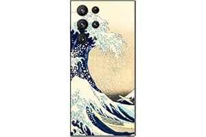 BERKIN ARTS Compatible con Samsung Galaxy S22 Ultra Funda Premium Silicona Carcasa Diseño de Arte Patrón Gris Ola Japonés Cámara Protección(Katsushika Hokusai-La Gran Ola de Kanagawa)