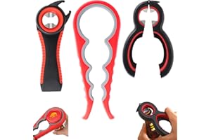Fhioevt 3 Stück Deckelöffner Flaschenöffner für Senioren mit Rutschfestem Griff Glasöffner 6 in 1 und 5 in 1 und 4 in 1 Multi-Funktions Dosenöffner Set für Kinder Senioren Arthritis Hände