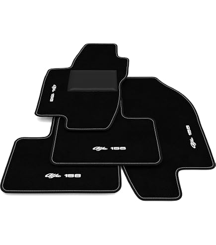 Tappetini Auto Specifici Per Alfa Romeo 156 (1997-2007) Con Logo Ricamato E Battitacco - Set 4 Pezzi In Polipropilene