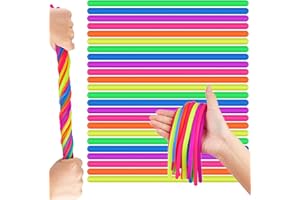 FEXPDL 24PCS Monkey Noodles Fidget Toy, Monkey Noodle Gifts Stretchy Fidget Toy for Kids DIY Hand-Knit Rope Stretchy String Sensory Toys for Stress Relief & Anxiety ADHD Autism, ZXZC-1