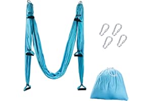 FITHALT Aerial Yoga Swing Hammock - Fly Silk Hammock Swing for Fitness, Anti-Gravity - 180 kg / 400 lbs Load (Blue)