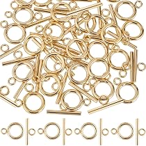 SUNNYCLUE 40 Sets Knebelverschlüsse OT – Silber, Edelstahl, Für DIY Schmuck | Inkl. Aufbewahrungsbox