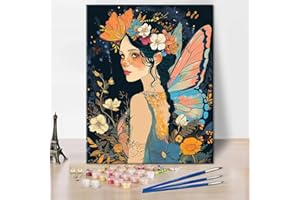 TISHIRON Wróżka z pięknymi skrzydłami, malowanie według liczb, dla dorosłych, "zrób to sam", cyfrowy zestaw obrazów olejnych na płótnie z pędzlami, grafika do dekoracji domu, 40 x 50 cm