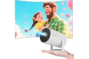 HIPPUS Mini Projector 1080P FHD 4K Support, Portable Projector with WiFi 6 and Bluetooth 5.2, Android 11 smart projector, 270° Rotatable, Auto Keystone HDMI/USB/PS5/Laptop,White