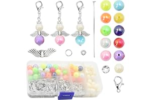 AolKee 50 Sets schutzengel schlüsselanhänger, schlüsselanhänger selber machen, engel basteln perlen setfür DIY Hochzeit Gefälligkeiten Baby Dusche Schlüsselanhänger Handwerk
