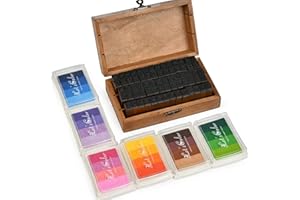 TOULOUBE 70 Pezzi Set di Timbri Alfabeto,Timbri Lettera Alfabeto,Timbri Bambini,Set Timbri di Legno,Numero Francobolli Stamper,per DIY/regali/album da collezione/Artigianato, con il pad del timbro