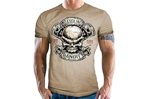 Gasoline Bandit - T-shirt - Style Biker Racer - Motif : crâne avec piston