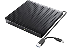 HATOKU Lecteur externe DVD USB 3.0 Type-C CD DVD +/-RW pour ordinateur portable, PC, bureau, MacBook, iMac, Windows 11/10/8/7/XP/Linux/MacOS