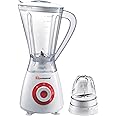 SQ Professional Blitz 600W Blender with 1.5L Plastic Measuring Jug & Grinder Blender for Milkshakes Smoothie Blender Juice Mixer, Ice Crush Function Jug 1.5L Capacity (Red)