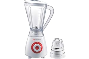 SQ Professional Blitz 600W Blender with 1.5L Plastic Measuring Jug & Grinder Blender for Milkshakes Smoothie Blender Juice Mixer, Ice Crush Function Jug 1.5L Capacity (Red)