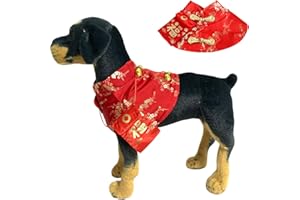 BT BEAR Dog Chinese New Year Costume Pets Knot Buttons Tang Suit Neck Strap Scarf Dog Chinese Style Cloak Coat Pet Vest for Cats Puppies Teddy Bichon Small Dogs (L,Red)