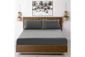 SUPER DREAMER GC GAVENO CAVAILIA Fitted Sheet Single Bed (91 x 190cm) - Charcoal Bedding Sheets - Plain Dyed Microfiber Bed Sheets Single - (10 inch) 25cm Deep Pocket Bottom Sheet - Wrinkle & Fade Resistant