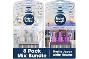 Perfect Scents 8 x 3 Scents Refill Air Freshener - Compatible with 3volution White flowers & Mystical Japan + FabFinds Mug