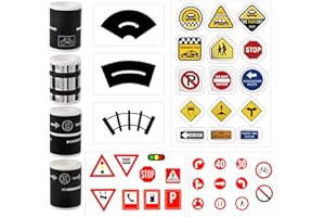 Landrain 10 sztuk taśmy klejącej do naklejania na ulice, dla dzieci, do samodzielnego naklejenia, zdejmowane, paski klejące drogi