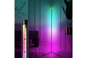 LUXJET 156 cm LED Lampada da terra dimmerabile con telecomando per il soggiorno, moderna lampada da terra nera che cambia colore RGB per la camera dei bambini, camera da letto, 18 Watt
