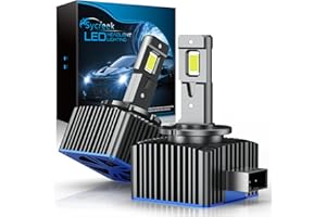 Sycreek Bombilla LED D3S,17800LM 6000K Blanca para Coche,Sin Errores Canbus,kit de Conversión de Repuesto HID Xenon Plug and Play,2 Bombillas D3S