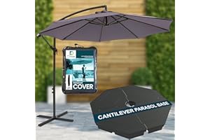 Divine Style 3M Cantilever Banana Garden Parasol with Base Included and Free Waterproof Cover for Outdoor Patio