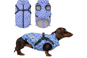 showyond Dachshund Coat Waterproof Fashion Winter Warm Zip Up Dog Coat with Harness Dog Jacket for Puppy Small Medium Large Dogs