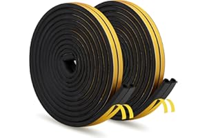 Benxdara Joint Fenetre Isolation, D-Profil Joint Porte de Mousse Adhésive, Bande de Joint d'Étanchéité en Caoutchouc 9 * 6mm, 12M Joint De Porte d'Entrée Isoler du Bruit et Anti-Intempéries, Noir