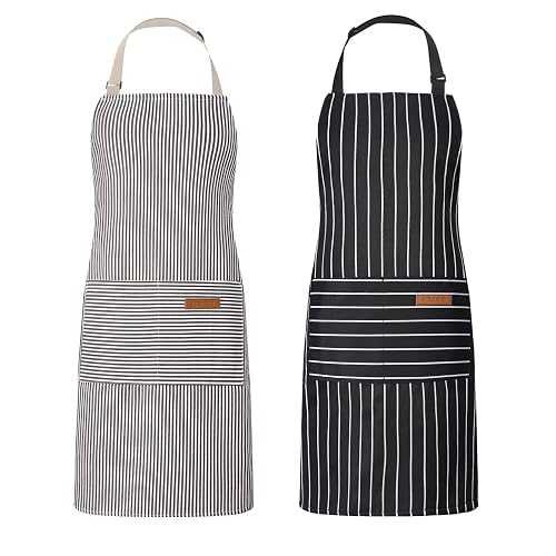 Livdouyu Küchenschürze Damen, 2er-Set mit Taschen