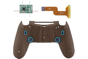 eXtremeRate Dawn 2.0 FlashShot con Remap Kit para ps4 Control CUH-ZCT2,Board de Actuelización&Carcasa Trasera&2 Botones Traseros&2 Gatillos Bloqueos para ps4 Mando JDM 040/050/055(Grano de Madera)