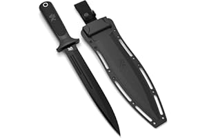 ODENWOLF W Catcher - Großes Jagdmesser aus D2-Stahl - Großes Feststehendes Messer mit Scheide - Einschneidiges Schwert mit TPE-Griff - Full Tang Survival Messer für Outdoor Aktivitäten