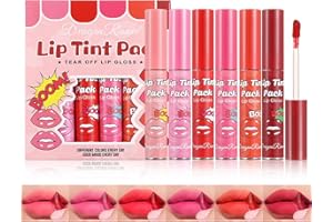 DENESTUP 6 Colors Peel off Lip Stain Set, Peel off Lip Liner Tattoo Matte Finish Lip Tinted Lipstick Liquid Lipstick Long-Lasting Bright Colors, Lip Makeup Gift for Women