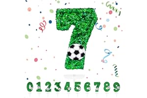 PARTYHAUSY Candele Compleanno 7 Anno,3D a Calcio Candele, Numero 7 Candele di Compleanno Verde Calcio Candele Torta Decorazione, Adatto A Feste di Compleanno Festa Baby
