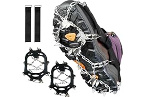 Suglade 24 Spikes Crampon for Hiking Boots Stainless Steel Anti-Slip Traction Cleats for Walking and Climbing on Snow, Ice, and Mud. Ideal for hiking, mountaineering, fishing, running