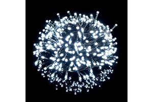 Nataland Catena Luminosa 180 Led - 14 Metri Da Interno Ed Esterno, Serie Certificata Con Controller 8 Funzioni, Per Illuminazione Casa, Vetrine e Albero di Natale (Bianco Freddo, 180 Led - 14 Metri)