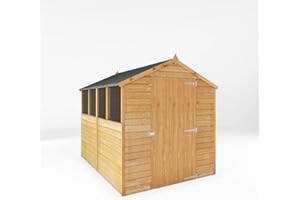 WALTONS EST. 1878 WALTONS | 8ft x 6ft Overlap Wooden Storage Shed | Apex Roof | 8mm Overlap Cladding | Wood Garden Store Building | 10 Year Anti Rot Guarantee | 8 x 6 8ft 6ft (8 x 6 Single Door with Windows)