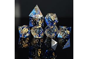 ELIFEL DND Zestaw 7 kostek D4 D6 D8 D10 D% D12 D20, ręcznie wykonane kostki z żywicy syntetycznej, ostre krawędzie D&D, do lochów i smoków, Pathfinder, odgrywanie ról, gry stołowe, RPG MTG, z pudełkiem na