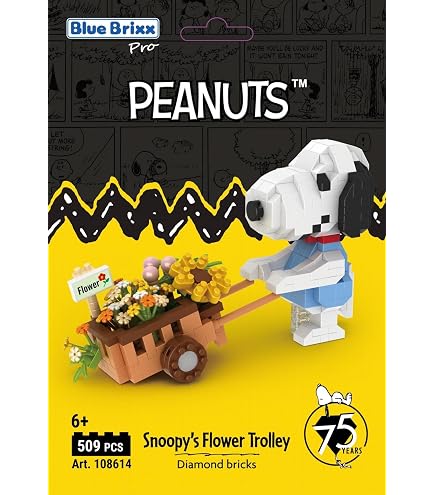 BlueBrixx Pro Snoopy Motorroller – 743 Teile, Mit Diamond Bricks, Offizielles Peanuts-Set