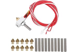 HEAYZOKI 3D Printer Nozzle Hot End Kit, 3D Printer Extruder with Aluminum Heating Block 10pcs Line Pipe (30mm) and 10pcs 0.4mm nozzle, for 1.75mm PLA ABS 3D printer, for MK8, i3, Anet A8, Alunar M508, CR7, V2