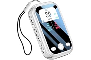 HAKINAKU Tragbarer CO-Melder Kohlenmonoxidmelder, Mobiler CO-Warner Kohlenmonoxid Warnmelder, CO-Messgerät CO-Messer mit Temperatur- & Luftfeuchtigkeitsanzeige, für Reise Camping, D6-Grau