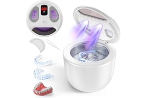 Coanto Ultrasonic Retainer Cleaner, 45kHz Ultrasonic Cleaner with 3 Lights, 4 Modes, Countdown, 200ml Capacity Cleaner for Dentures, Aligners, Nightguards, Sport Mouth Guards