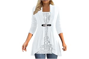 JSijepa Women's Fashion Square Neck Sequins Splicing Waisted Shirt Autumn and Winter Casual Ruffle Hem Pullover T-Shirt Loose Elegant Ladies Sparkly Festival Party Tops