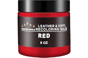 STARTSO WORLD Kit de Rénovation pour Cuir 200ml, Teinture Cuir Rouge pour Meubles, Canapés, Sièges d'Auto - Teinture et Peinture pour Cuir Éraflé et Décoloré