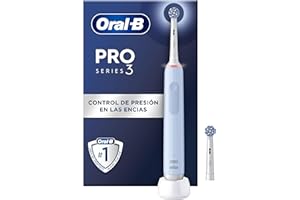 Oral-B Pro 3 3000 Cepillo de Dientes Eléctrico con Mango Recargable y 2 Cabezales, Diseñado por Braun, Regalos Originales para Mujer y Hombre - Azul