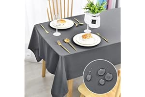 DWCN Wipe Clean Tablecloth Wipeable Tablecloths Grey Table Cloth Waterproof Tablecloth Table Cloths Rectangle 140x200cm(55x79in) Polyester