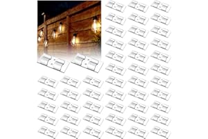 Sixfolo 50 Piezas Ganchos para Luces de Interior y Exterior Clips para Cables Adhesivos Transparentes Organizador de Cable Autoadhesivo para Luces de Cadena al Aire Libre