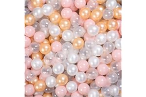 Wharick 100 Pieces 2.17Inches Pit Balls, Phthalate and BPA Free Plastic Ocean Balls, Crush Proof Stress Balls for for 1 2 3 4 5 Years Old Kids Playhouse Ball Pit Pool Accessories Pink White