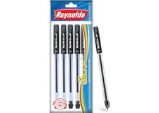 Reynolds JIFFY 5 CT BLACK I Lightweight Gel Pen With Comfortable Grip for Extra Smooth Writing I School and Office Stationery