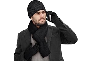 Wisolt Zestaw zimowy ciepły dzianinowy czapka beanie szalik ekran dotykowy rękawiczki zestaw