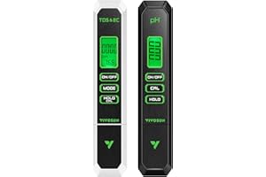 VIVOSUN Digital pH and TDS Meter Kits, 0.01pH High Accuracy Pen Type pH Meter ± 2% Readout Accuracy 3-in-1 TDS EC Temperature Meter for Hydroponics, Pool and Aquarium, Black White, UL Certified